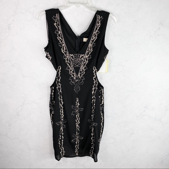 [Maya] Black Embellished Slit Dress - Picture 6 of 8